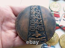 Soviet Russian Set of 22 Medals, Badges. 8 Documents of Veteran WW2, Army. USSR
