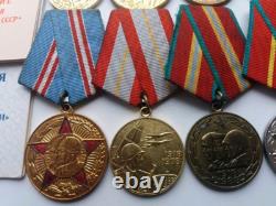 Soviet Russian Set of 22 Medals, Badges. 8 Documents of Veteran WW2, Army. USSR