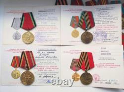 Soviet Russian Set of 22 Medals, Badges. 8 Documents of Veteran WW2, Army. USSR