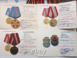 Soviet Russian Set of 22 Medals, Badges. 8 Documents of Veteran WW2, Army. USSR