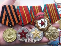 Soviet Russian Set of 22 Medals, Badges. 8 Documents of Veteran WW2, Army. USSR
