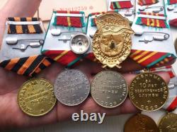Soviet Russian Set of 22 Medals, Badges. 8 Documents of Veteran WW2, Army. USSR