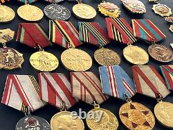 Soviet Russian Set of 23 medals and badges of Veteran WW2 USSR Army. Document