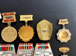 Soviet Russian Set of 23 medals and badges of Veteran WW2 USSR Army. Document