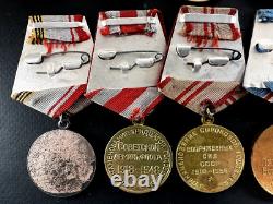 Soviet Russian Set of 23 medals and badges of Veteran WW2 USSR Army. Document