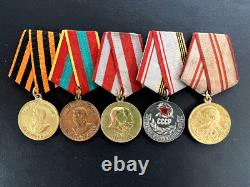 Soviet Russian Set of 23 medals and badges of Veteran WW2 USSR Army. Document