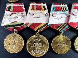 Soviet Russian Set of 25 medals and badges of Veteran WW2 USSR Army. Document
