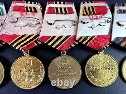 Soviet Russian Set of 25 medals and badges of Veteran WW2 USSR Army. Document