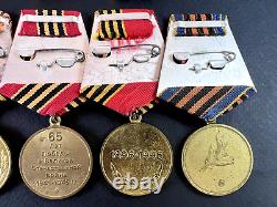 Soviet Russian Set of 25 medals and badges of Veteran WW2 USSR Army. Document