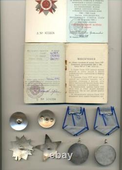 Soviet Russian USSR Complete Documented Group with 2 Bravery Medals
