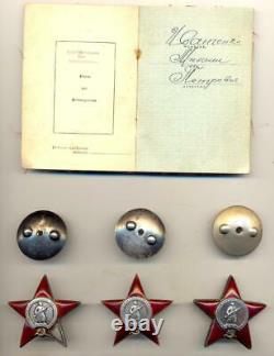 Soviet Russian USSR Complete Documented Group with 3x Orders of Red Star
