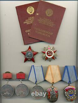 Soviet Russian USSR Documented Group with 3 Bravery Medals