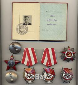Soviet Russian USSR Documented Group with 3 Order of Red Banner