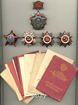 Soviet Russian USSR Documented Group with Rare Order Of Nevsky Type 1 #420