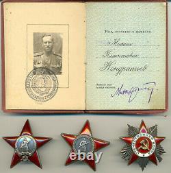 Soviet Russian USSR Documented Group with rare 3-riveted Red Star