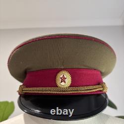 Soviet Russian USSR Vintage General Visor Cap w Raspberry Piping 1960