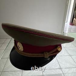 Soviet Russian USSR Vintage General Visor Cap w Raspberry Piping 1960