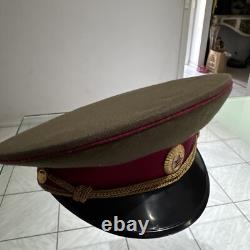 Soviet Russian USSR Vintage General Visor Cap w Raspberry Piping 1960