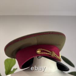 Soviet Russian USSR Vintage General Visor Cap w Raspberry Piping 1960