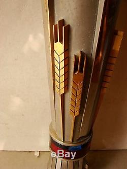 Soviet Russian Ukrainian torch souvenir emblem sickle and hammer stainless steel