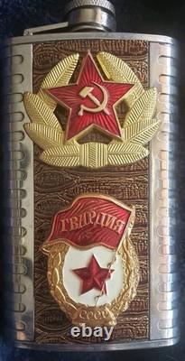 Soviet Russian WW2 Enlisted Soldier Belt Medals Flask Cap Personal Effects LOT