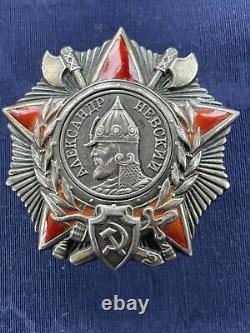 Soviet Russian WW2 Order Alexander Nevsky Badge #24103 w. Documents