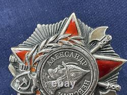 Soviet Russian WW2 Order Alexander Nevsky Badge #24103 w. Documents