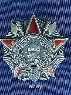 Soviet Russian WW2 Order Alexander Nevsky Badge #24103 w. Documents