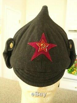 Soviet Russian WW2 Original 1938 dated Infantry Winter Hat -Budenovka