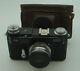 Soviet Russian Copy Of Contax Iia Zeiss Ikon Black Camera With Sonnar Lens Exc