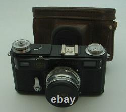 Soviet Russian copy of Contax IIa Zeiss Ikon BLACK camera with Sonnar lens Exc