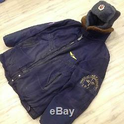 Soviet Russian uniform military pilot Bomber coat (L) jacket + hat