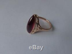 Soviet Solid Rose Gold Ring 14K 585 Star Ruby US Size 9 (19 mm) USSR Russian