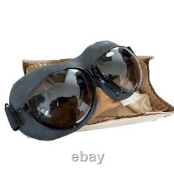 Soviet USSR Russian Aviator Gift Set Leather Helmet Gloves Goggles Wooden Box