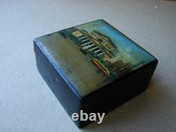 Soviet USSR lacquer box painting Grand Theater trolleybus car 1951y
