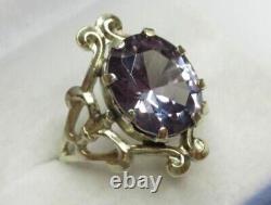 Soviet Vintage Alexandrite Russian Ring Sterling Silver 875 Jewelry USSR Size 9