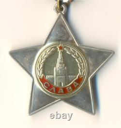 Soviet red medal Order of Glory 3rd class Russian star banner Combat (#1959)
