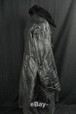 Sz. 54 Soviet NAVY Naval Black Sheepskin Coat Russian ARMY TULUP Fur Coat NKVD