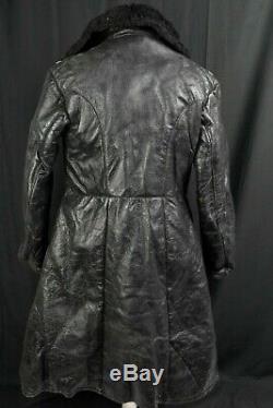 Sz. 54 Soviet NAVY Naval Black Sheepskin Coat Russian ARMY TULUP Fur Coat NKVD