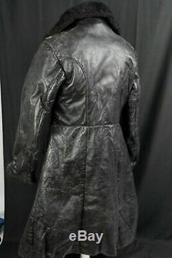 Sz. 54 Soviet NAVY Naval Black Sheepskin Coat Russian ARMY TULUP Fur Coat NKVD