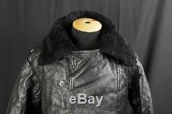 Sz. 54 Soviet NAVY Naval Black Sheepskin Coat Russian ARMY TULUP Fur Coat NKVD