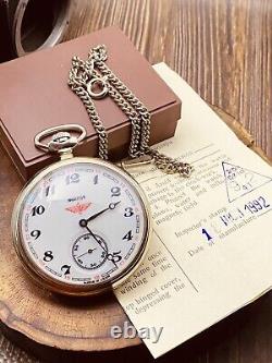 TRAIN MOLNIJA Vintage Soviet CCCP USSR russian pocket watch 18 jewels #7578