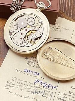 TRAIN MOLNIJA Vintage Soviet CCCP USSR russian pocket watch 18 jewels #7578