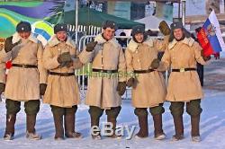 TULUP Bekesha Russian Officer Winter Sheepskin Coat Army USSR Bekes Jacket Warm