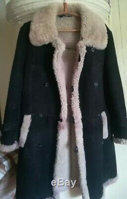 TULUP Warm Bekesha Black Jacket Russian Army Officer Winter Sheepskin Coat USSR
