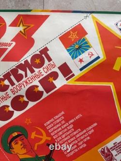 Two Sided Rare Vintage USSR Russian Avant-Garde Soviet Army Propaganda Poster