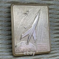 USSR Russian Soviet metal cigarette case? Osmos Soviet satellites of the? Arth