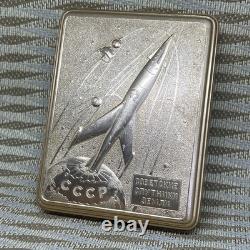 USSR Russian Soviet metal cigarette case? Osmos Soviet satellites of the? Arth