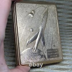 USSR Russian Soviet metal cigarette case? Osmos Soviet satellites of the? Arth