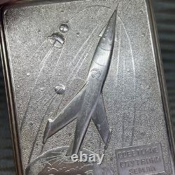 USSR Russian Soviet metal cigarette case? Osmos Soviet satellites of the? Arth